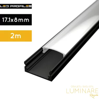 nadgradni alu. profil za led traku-2metra-crni-led profiles-lp101b-mlk-luminare rasvjeta