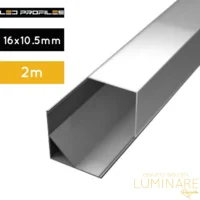 ALU. PROFIL ZA LED TRAKU NADGRADNI KUTNI KVADRATNI 2m 16x10.5mm