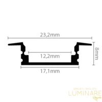 Alternative view of ALU. PROFIL ZA LED TRAKU UGRADBENI CRNI 2m 17.1x8mm