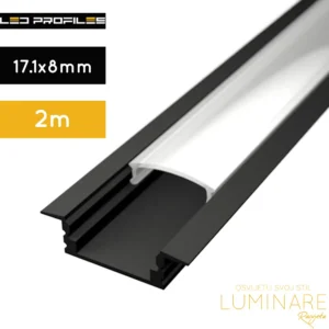 ugradbeni alu. profil za led traku-crni-2metra-led profiles-lp301b-mlk-luminare rasvjeta