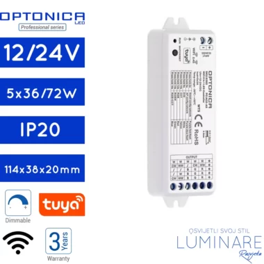 LED ZONSKI WIFI KONTROLER 5u1 12/24V(5x36/72W) IP20 Professional