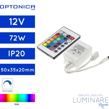 KONTROLER ZA RGB LED TRAKU 12V max.72W SA DALJINSKIM