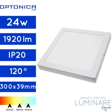 led panel 24w kvadratni nadgradni-1920lm-bijeli-luminare rasvjeta