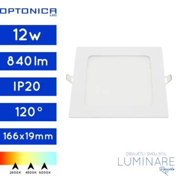 ugradneni led panel kvadratni 12w-840lumena-bijeli-luminare rasvjeta