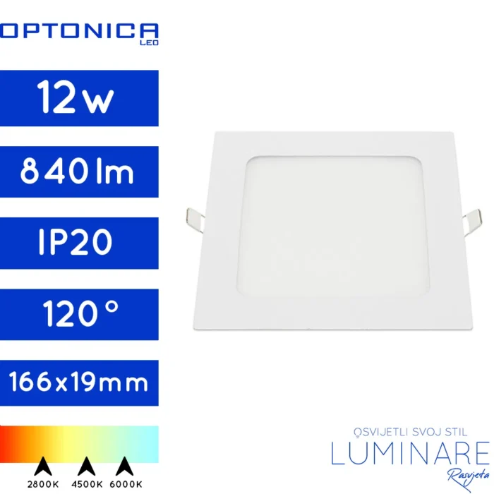 ugradneni led panel kvadratni 12w-840lumena-bijeli-luminare rasvjeta