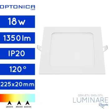 ugradneni led panel kvadratni 18w-1350lumena-bijeli-luminare rasvjeta