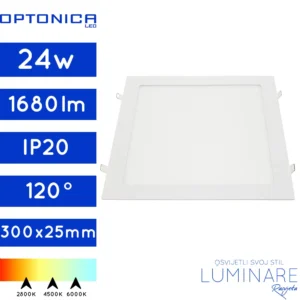 ugradneni led panel kvadratni 24w-1680lumena-bijeli-luminare rasvjeta