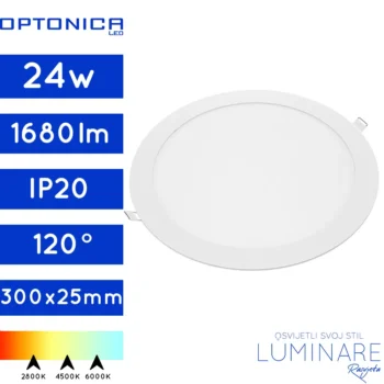 ugradneni led panel okrugli 24w-1680lumena-bijeli-luminare rasvjeta