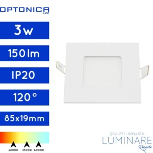 ugradneni led panel kvadratni 3w-150lumena-bijeli-luminare rasvjeta