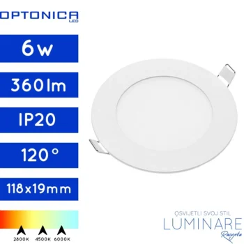 ugradneni led panel okrugli 6w-360lumena-bijeli-luminare rasvjeta