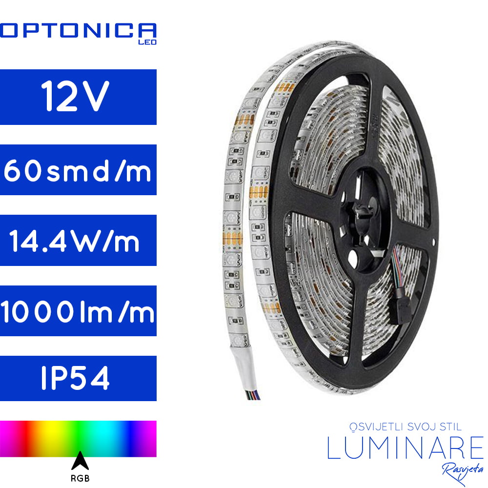 RGB LED TRAKA 5050 12V 14.4W 60SMD/m IP54 5m - LUMINARE Rasvjeta