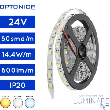 led traka 5050-14.4w-60led-ip20-2700k-4500k-6000k-10milimetara-600lumena-luminare rasvjeta