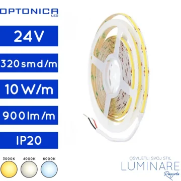 led traka cob-320led-24v-10w-ip20-3000k-4000k-6000k-10milimetara-900lumena-luminare rasvjeta