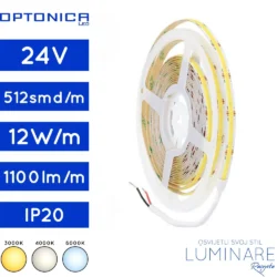 led traka cob-512led-24v-12w-ip20-3000k-4000k-6000k-10milimetara-1100lumena-luminare rasvjeta