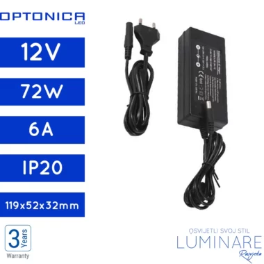 NAPAJANJE 72W 6A 12V IP20 SA UTIKAČEM PREMIUM