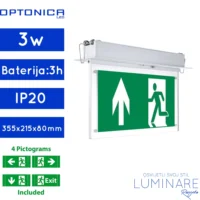 panik svjetiljka-ugradbena-snage 3w-trajanje baterije 3 sata-luminare rasvjeta