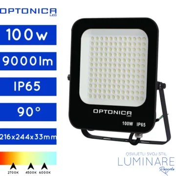 LED REFLEKTOR 100W CRNI IP65