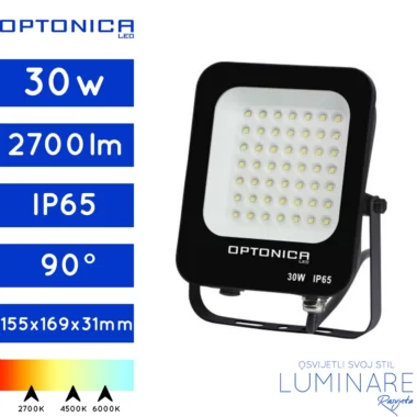LED REFLEKTOR 30W CRNI IP65