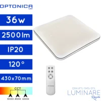 LED PLAFONJERA CCT 36W KVADRATNA BIJELA SA DALJINSKIM 430x430x70mm