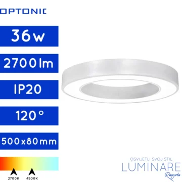 LED PLAFONJERA 36W OKRUGLA BIJELA 500x80mm