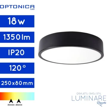 LED PLAFONJERA 18W OKRUGLA CRNA