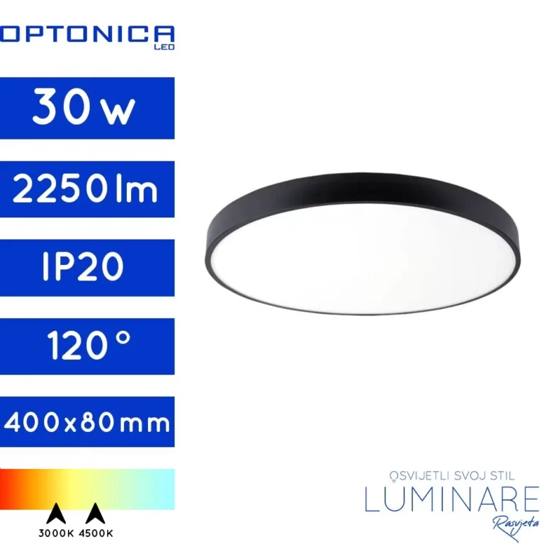 LED PLAFONJERA 30W OKRUGLA CRNA