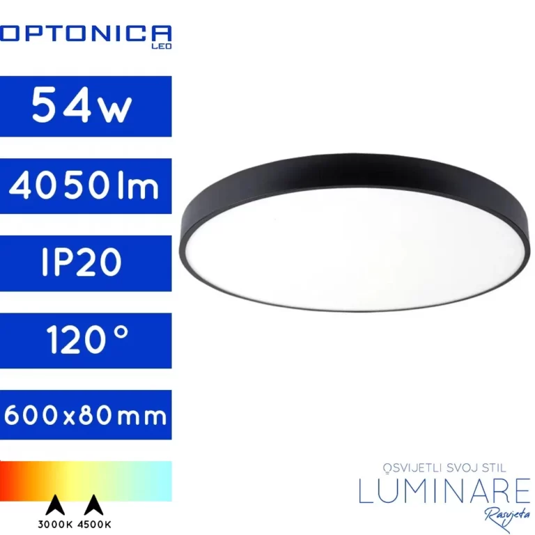 LED PLAFONJERA 54W OKRUGLA CRNA