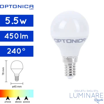 e14 led zarulja g45 5.5w-2 godine jamstvo