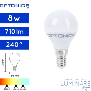 e14 led zarulja g45 8w-2 godine jamstvo