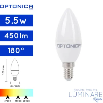 e14 led zarulja c37 5.5w-2 godine jamstvo