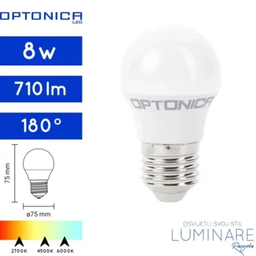 led zarulja 8w-g45-e27-optonica-luminare rasvjeta