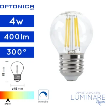 led dimabilna filament zarulja e27 4w 2700k g45-1325-luminare
