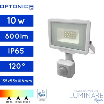 LED REFLEKTOR SA SENZOROM 10W BIJELI IP65