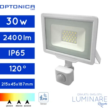 LED REFLEKTOR SA SENZOROM 30W BIJELI IP65