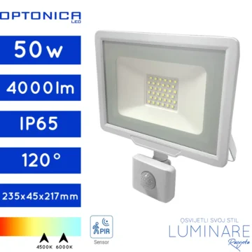 LED REFLEKTOR SA SENZOROM 50W BIJELI IP65