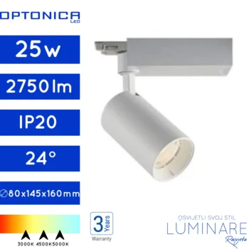 REFLEKTOR ZA TROFAZNU ŠINU 25W COB BIJELI