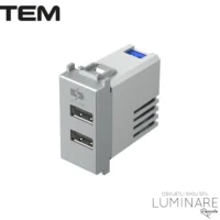 MODUL UTIČNICA 2xUSB 5V 2.4A SREBRNA MAT