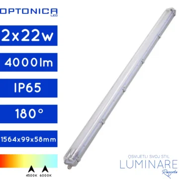 VODOTIJESNA SVJETILJKA 2x150cm SA LED CIJEVIMA 2x22W IP65