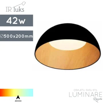 led plafonjera mezza legno-42w-mat crna-drvo-50x20cm-luminare rasvjeta