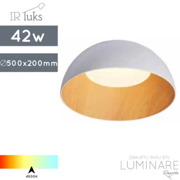 led plafonjera mezza legno-42w-mat bijela-drvo-50x20cm-luminare rasvjeta