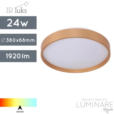 okrugla-zlatna-led plafonjera-24w-4000k-luminare rasvjeta