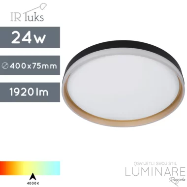 led plafonjera-crno zlatna-24w-400x75mm-luminare rasvjeta