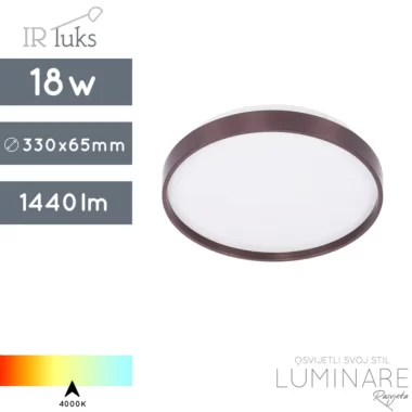 okrugla-smeda-led plafonjera-18w-4000k-luminare rasvjeta