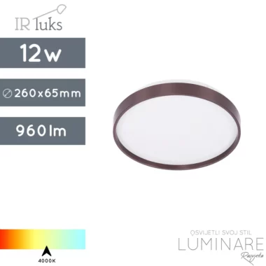 okrugla-smeda-led plafonjera-12w-4000k-luminare rasvjeta