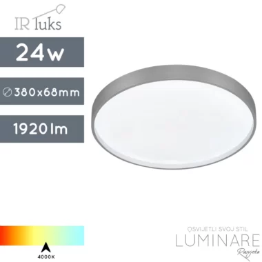 okrugla-srebrna-led plafonjera-24w-4000k-luminare rasvjeta