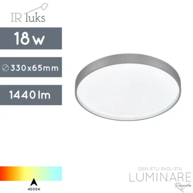 okrugla-siva-led plafonjera-18w-4000k-luminare rasvjeta