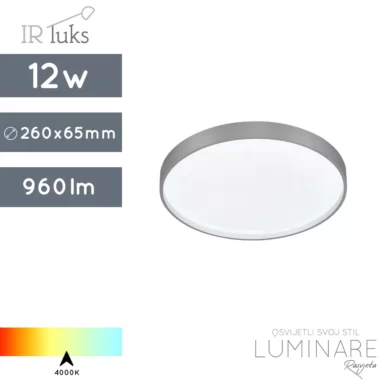 okrugla-siva-led plafonjera-12w-4000k-luminare rasvjeta