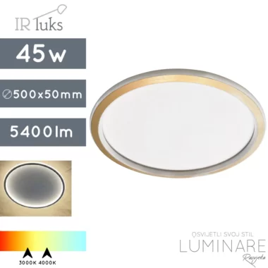 led plafonjera sottilmente-45w-c500-brušeno zlato-toplo bijela svijetlost-neutralna svijetlost-ir luks-luminare rasvjeta