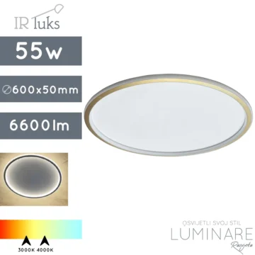 led plafonjera sottilmente-55w-c600-brušeno zlato-toplo bijela svijetlost-neutralna svijetlost-ir luks-luminare rasvjeta