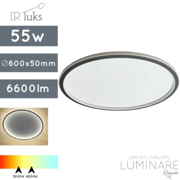 led plafonjera sottilmente-55w-c600-crna mat-toplo bijela svijetlost-neutralna svijetlost-ir luks-luminare rasvjeta